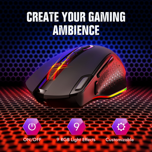 Mouse Gamer RGB Pictek SEM FIO