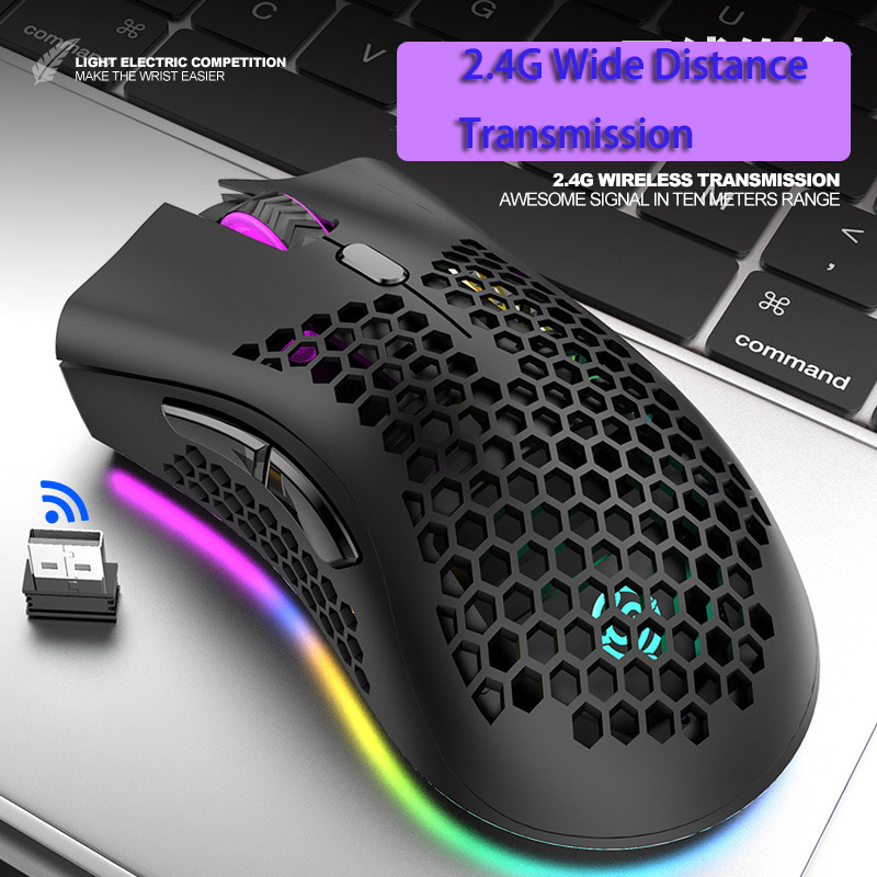 Mouse Gamer Ultra Leve RGB SEM FIO