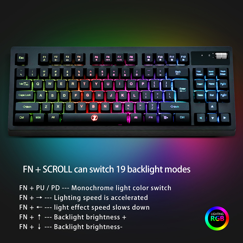 Teclado Gamer sem fio L87 RGB